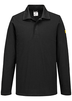 Portwest Anti-Static Long Sleeve Polo Shirt Black