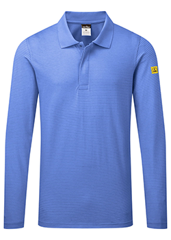 Portwest Anti-Static Long Sleeve Polo Shirt Blue